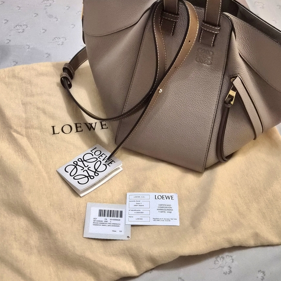 Loewe Handbags - Loewe Light Beige And Taupe Leather Women's Bag HAMMOCK SMALL